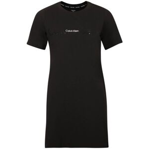 Calvin Klein EMBOSSED ICON LOUNGE-S/S NIGHSHIRT Dámské šaty, černá, velikost S