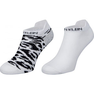 Calvin Klein WOMEN LINER 2P LEOPARD BACK TAB Dámské ponožky, bílá, velikost
