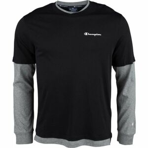 Champion LONG SLEEVE CREWNECK T-SHIRT Pánské triko s dlouhým rukávem, černá, velikost L