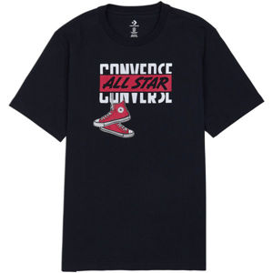 Converse DANGLING CHUCK SS TEE Pánské triko, Černá,Bílá,Červená, velikost L