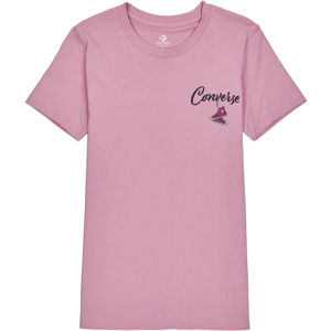 Converse WOMENS HANGIN OUT CLASSIC TEE Dámské tričko, Růžová,Černá,Červená, velikost