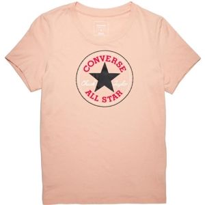 Converse CORE SOLID CHUCK PATCH CREW Dusk Pink - Dámské tričko