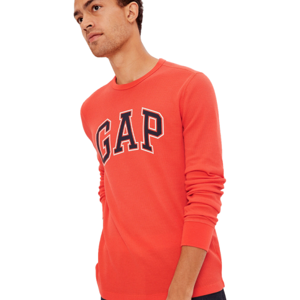 GAP WAFFLE CREW LOGO Pánské tričko s dlouhým rukávem, oranžová, velikost