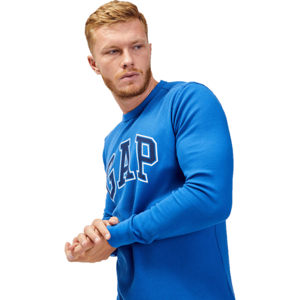 GAP WAFFLE CREW LOGO Pánské tričko s dlouhým rukávem, modrá, veľkosť L
