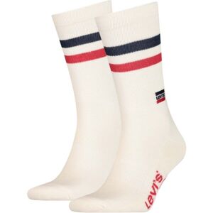 Levi's REG CUT RETRO SPORT STRIPES 2P Unisexové ponožky, bílá, velikost 39/42