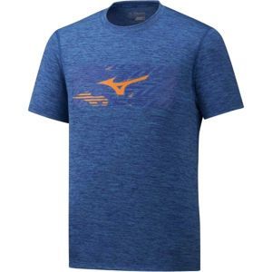 Mizuno IMPULSE CORE WILD BIRD TEE modrá M - Pánské běžecké triko