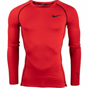 Nike NP DF TIGHT TOP LS M Pánské triko s dlouhým rukávem, červená, velikost S
