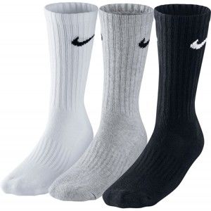 Nike 3PPK VALUE COTTON CREW Sportovní ponožky, Černá,Bílá,Šedá, velikost 34-38