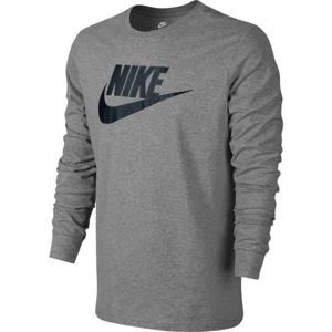 Nike TEE-FUTURA ICON LS šedá S - Pánské triko