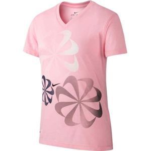 Nike NK DRY LEG TEE V SWOOSH růžová XL - Dívčí tričko