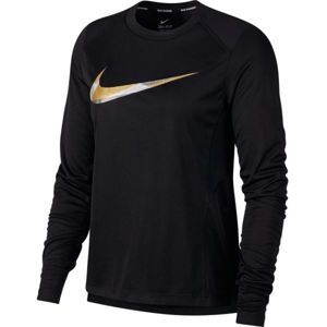 Nike MILER TOP LS METALLIC černá S - Dámské běžecké triko