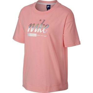 Nike SPOSTSWEAR TOP CROP METALLIC růžová XS - Dámské tričko
