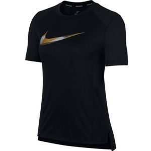 Nike MILER TOP SS METALLIC černá S - Dámské běžecké triko