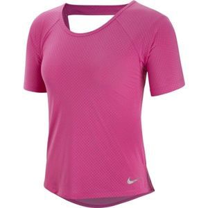 Nike MILER TOP SS BREATHE růžová S - Dámské tričko
