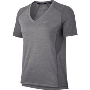 Nike MILER TOP VNECK šedá M - Dámské běžecké triko