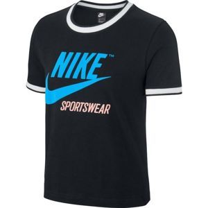 Nike W NSW TOP SS RINGER IDJ Dámské tričko, Černá,Bílá,Modrá, velikost