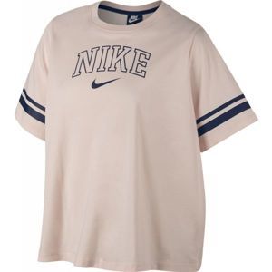 Nike NSW TOP SS VRSTY PLUS SIZE světle růžová 2x - Dámské triko