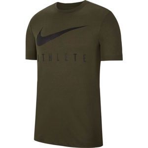 Nike DRY TEE DB ATHLETE tmavě zelená M - Pánské tričko