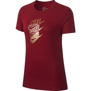 Nike NSW TEE STMT SHINE W vínová M - Dámské tričko