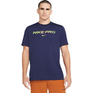 Nike DB TEE NIKE PRO M Pánské tréninkové tričko, Tmavě modrá,Světle zelená, velikost XXL