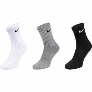 Nike EVERYDAY CUSH CREW 3PR U Ponožky, Černá,Bílá,Šedá, velikost