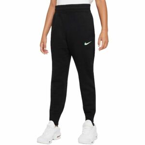 Nike NSW CLUB HW PRNT G Dívčí tepláky, Černá,Bílá, velikost L