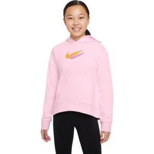 Nike NSW FLC HOODIE SSNL PRNT Dívčí mikina, růžová, velikost S