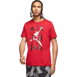 Nike J STENCIL SS CREW M Pánské tričko, červená, velikost M