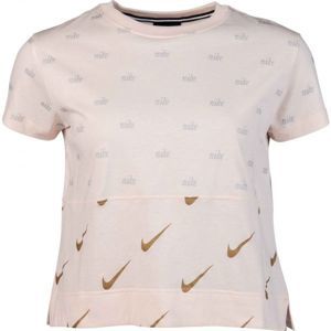Nike NSW TOP SS METALLIC světle růžová L - Dámské triko