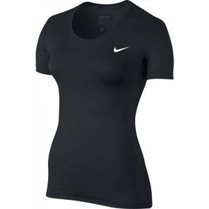Nike PRO COLL SHORT SLEEVE černá L - Dámské sportovní tričko