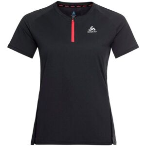 Odlo W AXALP TRAIL T-SHIRT CREW NECK S/S 1/2 ZIP Dámské funkční tričko, Černá,Bílá, velikost XS