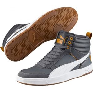 Puma REBOUND STREET V2 L Pánské volnočasové boty, Šedá,Bílá,Oranžová, velikost 10