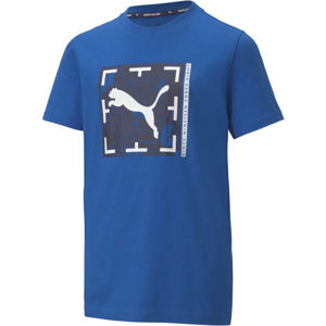 Puma ACTIVE SPORTS GRAPHIC TEE B Chlapecké triko, Modrá,Bílá,Tmavě šedá, velikost 128
