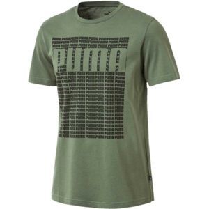 Puma WORDING TEE tmavě zelená M - Pánské tričko