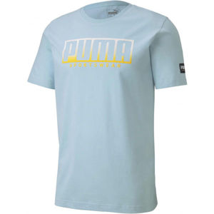 Puma ATHLETIC TEE BIG LOGO Pánské sportovní triko, Modrá,Žlutá, velikost