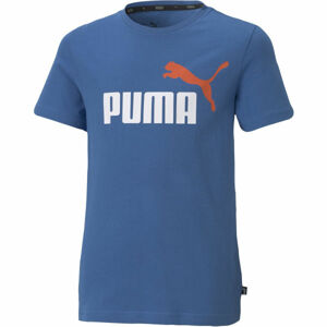 Puma ESS + 2 COL LOGO TEE Chlapecké triko, Modrá,Bílá,Oranžová, velikost