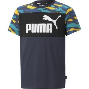 Puma ESS+CAMO TEE Chlapecké triko, tmavě modrá, velikost 152