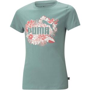 Puma ESS+ FLOWER POWER TEE G ADRIATIC Dívčí triko, zelená, velikost 164