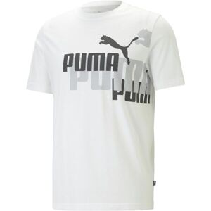 Puma ESS+LOGO POWER TEE Pánské tričko, bílá, veľkosť M