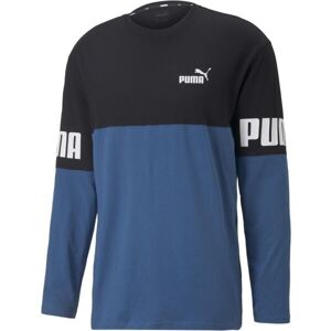Puma POWER COLORBLOCK LONG SLEEVE TEE Pánské triko, modrá, velikost S