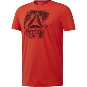 Reebok GS STAMPED LOGO CREW červená XL - Pánské triko