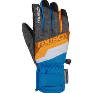 Reusch DARIO R-TEX XT JUNIOR Dětské lyžařské rukavice, Tmavě šedá,Modrá,Oranžová,Šedá, velikost