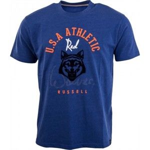 Russell Athletic CREW NECK T-SHIRT WITHFLOCK modrá M - Pánské tričko