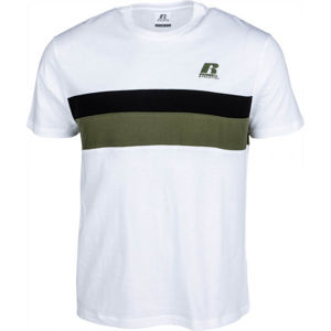 Russell Athletic STRIPED PANEL CREWNECK TEE SHIRT bílá 2xl - Pánské tričko
