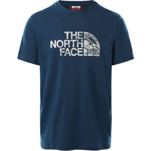 The North Face M S/S WOODCUT DOME TEE Pánské triko, modrá, velikost XL