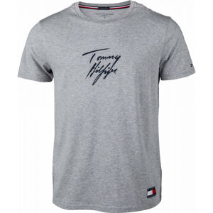 Tommy Hilfiger CN SS TEE LOGO šedá S - Pánské tričko