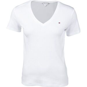 Tommy Hilfiger IM SLIM SOLID V-NK TOP SS Dámské triko, bílá, velikost XL
