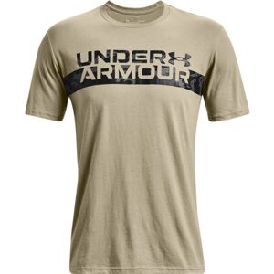 Under Armour CAMO CHEST STRIPE SS Pánské tričko s krátkým rukávem, béžová, velikost XXXL